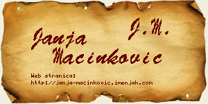 Janja Mačinković vizit kartica